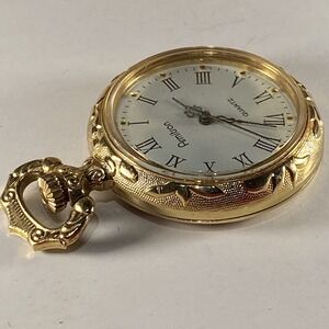 Vintage Armitron Ladies Pocket Watch Pendant Jewelry Gold Tone Quartz AS IS